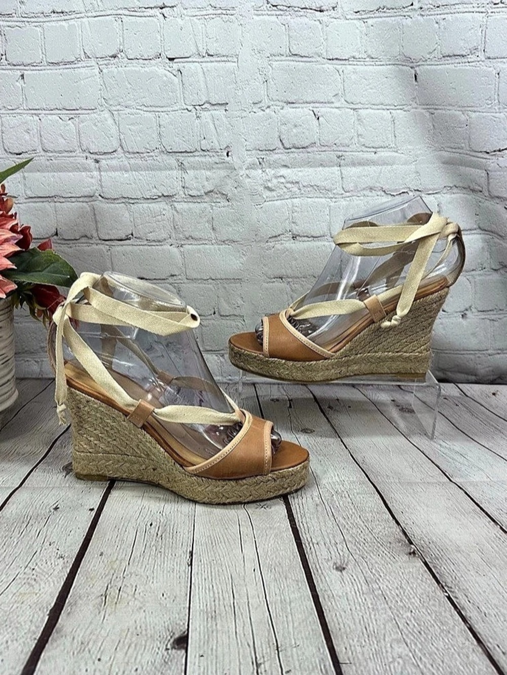 J.CREW Wedge Sandals in Brown & Cream US 6